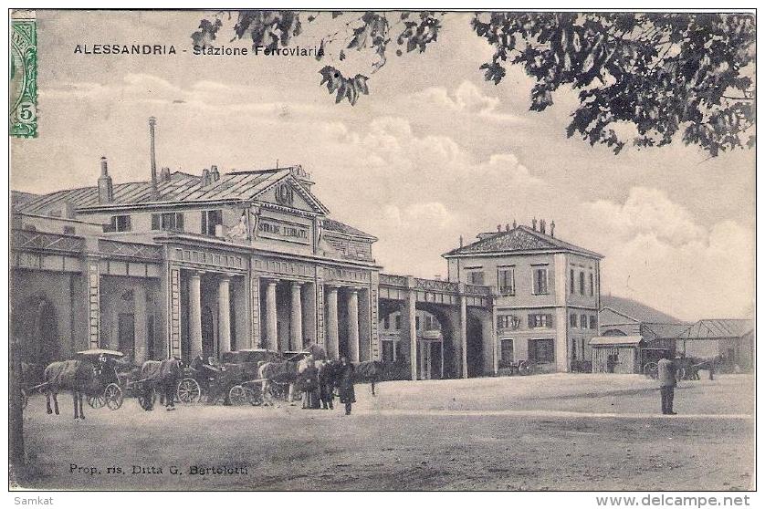 1909-Italia cartolina Alessandria stazione ferroviaria