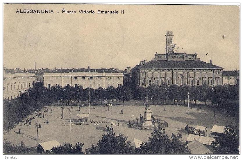 1915-Italia cartolina Alessandria piazza Vittorio Emanuele II