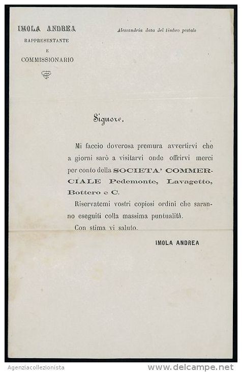 Lettera intestata da Alessandria a Castelnuovo Sc. 1882