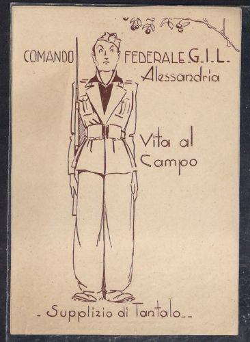 Cartoncino Comando Federale G.I.L. Alessandria - Vita al campo - supplizio 