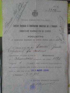 Rosanna Dericci Questa è una lettera di esonero alle armi indirizzata al Gaz nel 1916. La lettera riguardava mio nonno Guido Dericci, classe 1874, allora direttore.